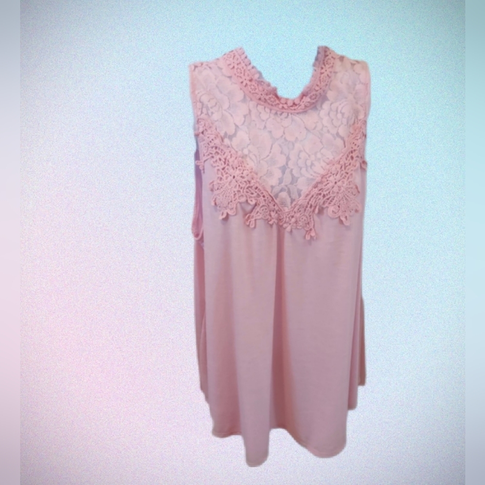 Sleeveless Pink Lace Top